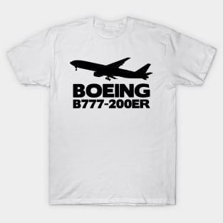 Boeing B777-200ER Silhouette Print (Black) T-Shirt